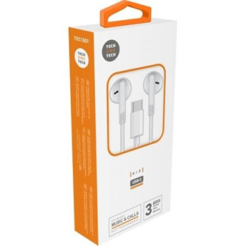 Auriculares Intrauditivos Tech One Tech earTECH TEC1301/ con Micrófono/ USB Tipo-C/ Blancos Auriculares Intrauditivos Tech One Tech earTECH TEC1301/ con Micrófono/ USB Tipo-C/ Blancos