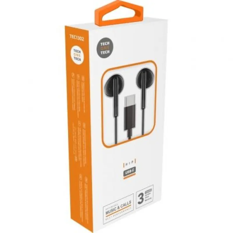 Auriculares Intrauditivos Tech One Tech earTECH TEC1302/ con Micrófono/ USB Tipo-C/ Negros Auriculares Intrauditivos Tech One Tech earTECH TEC1302/ con Micrófono/ USB Tipo-C/ Negros
