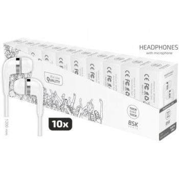Pack 10 Auriculares Intrauditivos Tech One TEC2955/ con Micrófono/ Jack 3.5/ Blancos Pack 10 Auriculares Intrauditivos Tech One TEC2955/ con Micrófono/ Jack 3.5/ Blancos
