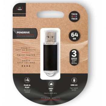 Pendrive 64GB Tech One Tech Basic USB 2.0/ Negro Pendrive 64GB Tech One Tech Basic USB 2.0/ Negro