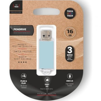 Pendrive 16GB Tech One Tech Basic USB 2.0/ Azul Cielo Pendrive 16GB Tech One Tech Basic USB 2.0/ Azul Cielo