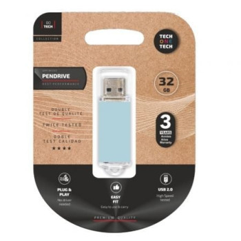 Pendrive 32GB Tech One Tech Basic USB 2.0/ Azul Cielo Pendrive 32GB Tech One Tech Basic USB 2.0/ Azul Cielo