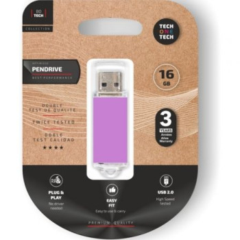 Pendrive 16GB Tech One Tech Basic USB 2.0/ Purpura Claro Pendrive 16GB Tech One Tech Basic USB 2.0/ Purpura Claro