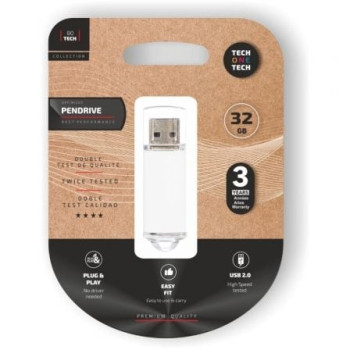 Pendrive 32GB Tech One Tech Basic USB 2.0/ Blanco Pendrive 32GB Tech One Tech Basic USB 2.0/ Blanco