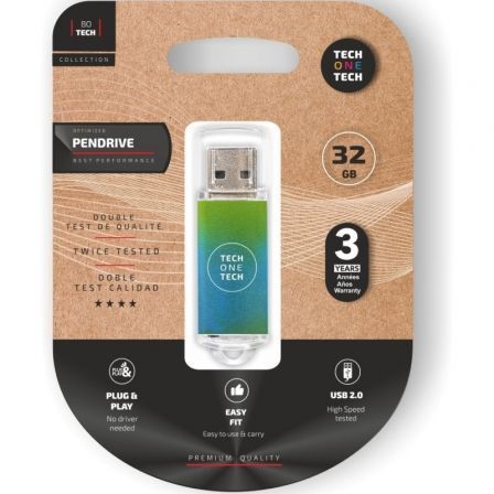 Pendrive 32GB Tech One Tech Be Ocean USB 2.0/ Verde Degradado Pendrive 32GB Tech One Tech Be Ocean USB 2.0/ Verde Degradado