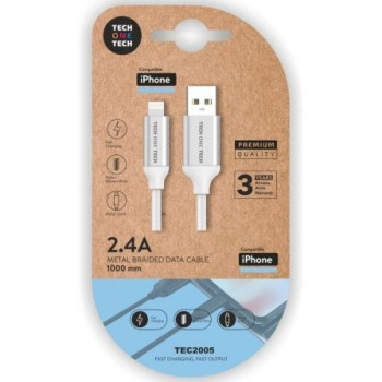 Cable USB 2.0 Tech One Tech TEC2005/ USB Macho - Lightning Macho/ 1m/ Blanco Cable USB 2.0 Tech One Tech TEC2005/ USB Macho - Lightning Macho/ 1m/ Blanco