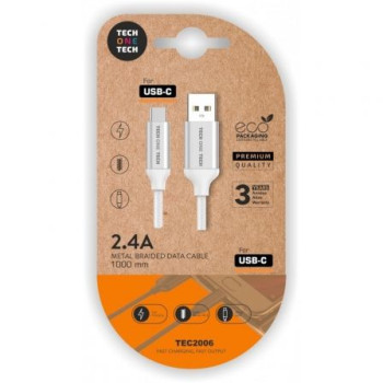 Cable USB 2.0 Tech One Tech TEC2006/ USB Tipo-C Macho - USB Macho/ 1m/ Blanco Cable USB 2.0 Tech One Tech TEC2006/ USB Tipo-C Macho - USB Macho/ 1m/ Blanco