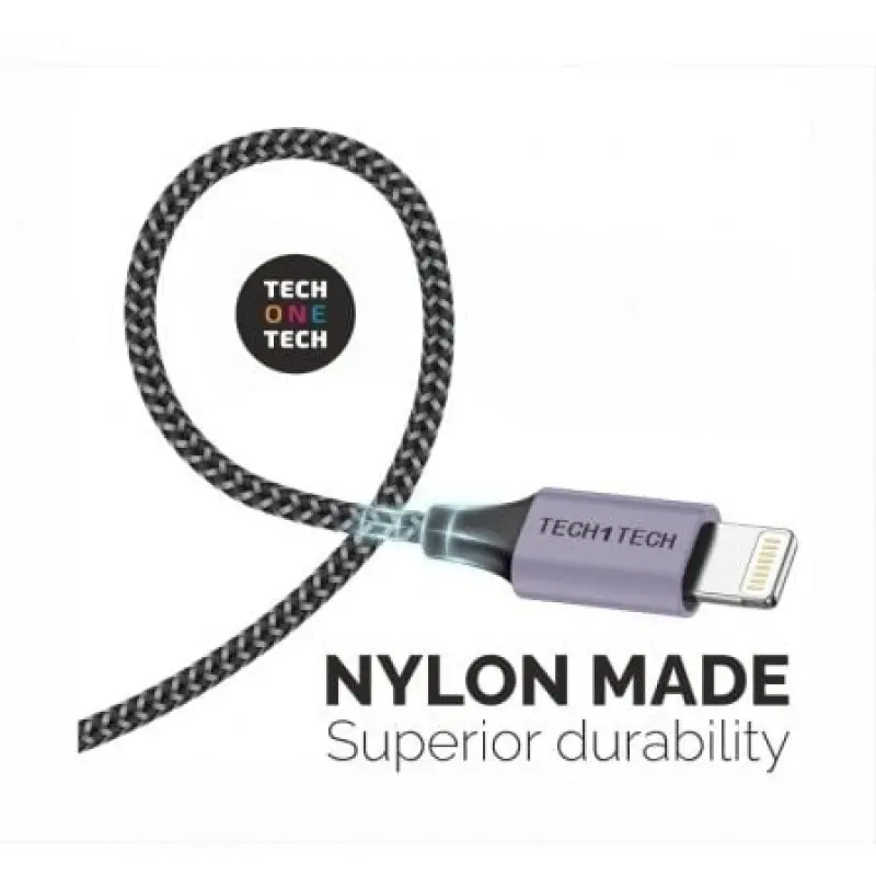 Cable USB 2.0 Tech One Tech TEC2022/ USB Macho - Lightning Macho/ 2m/ Gris Cable USB 2.0 Tech One Tech TEC2022/ USB Macho - Lightning Macho/ 2m/ Gris
