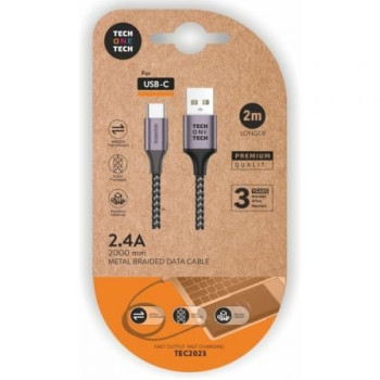 Cable USB 2.0 Tipo-C Tech One Tech TEC2023/ USB Tipo-C Macho - USB Macho/ 2m/ Gris Cable USB 2.0 Tipo-C Tech One Tech TEC2023/ USB Tipo-C Macho - USB Macho/ 2m/ Gris