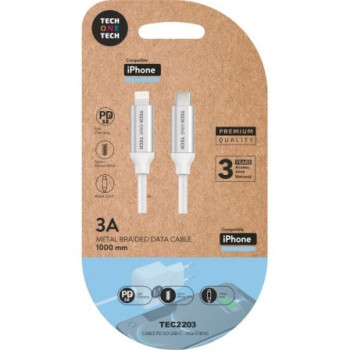 Cable USB Tipo-C 2.0 Lightning Tech One Tech TEC2203/ Lightning Macho - USB Tipo-C Macho/ 1m/ Blanco Cable USB Tipo-C 2.0 Lightning Tech One Tech TEC2203/ Lightning Macho - USB Tipo-C Macho/ 1m/ Blanco