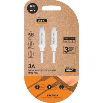 Cable USB 2.0 Tipo-C Tech One Tech TEC2204/ USB Tipo-C Macho - USB Tipo-C Macho/ 1m/ Blanco Cable USB 2.0 Tipo-C Tech One Tech TEC2204/ USB Tipo-C Macho - USB Tipo-C Macho/ 1m/ Blanco