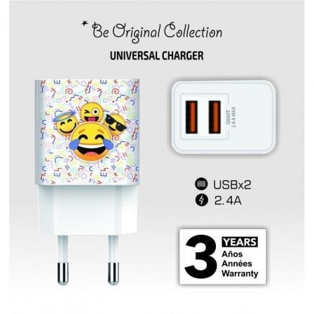 Cargador de Pared Tech One Tech Emojitech Smile TEC2502/ 2xUSB/ 2.4A/ Blanco Cargador de Pared Tech One Tech Emojitech Smile TEC2502/ 2xUSB/ 2.4A/ Blanco