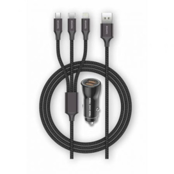 Cargador de Coche Tech One Tech TEC2810/ 2xUSB + Cable 3 en 1/ 2.4A Cargador de Coche Tech One Tech TEC2810/ 2xUSB + Cable 3 en 1/ 2.4A