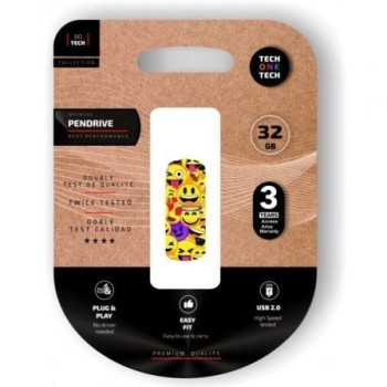 Pendrive 32GB Tech One Tech Emoji collage USB 2.0 Pendrive 32GB Tech One Tech Emoji collage USB 2.0