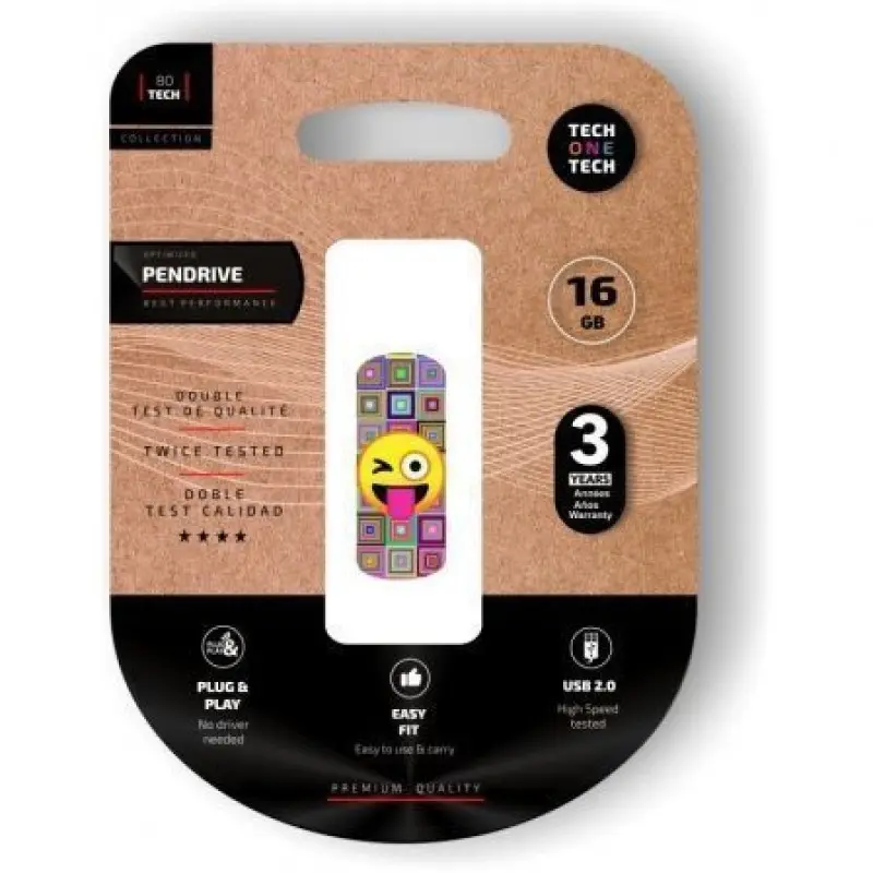 Pendrive 16GB Tech One Tech Emoji guiño USB 2.0 Pendrive 16GB Tech One Tech Emoji guiño USB 2.0