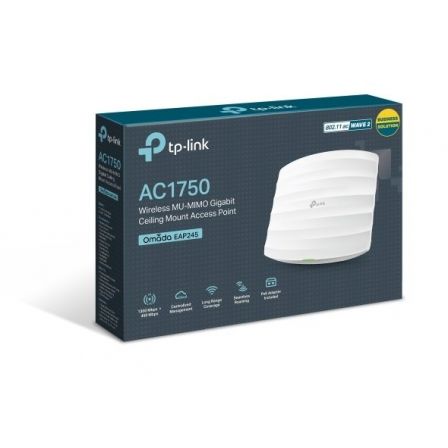 Punto de Acceso Inalámbrico TP-Link Omada EAP245 PoE 1700Mbps/ 2.4 GHz 5GHz/ Antena de 4dBi/ WiFi 802.11ac/n/b/g/a Punto de Acceso Inalámbrico TP-Link Omada EAP245 PoE 1700Mbps/ 2.4 GHz 5GHz/ Antena de 4dBi/ WiFi 802.11ac/n/b/g/a