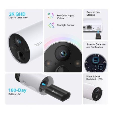Cámaras de Videovigilancia TP-Link Tapo C420S2/ 113°/ Visión Nocturna/ Batería/ Control desde APP Cámaras de Videovigilancia TP-Link Tapo C420S2/ 113°/ Visión Nocturna/ Batería/ Control desde APP
