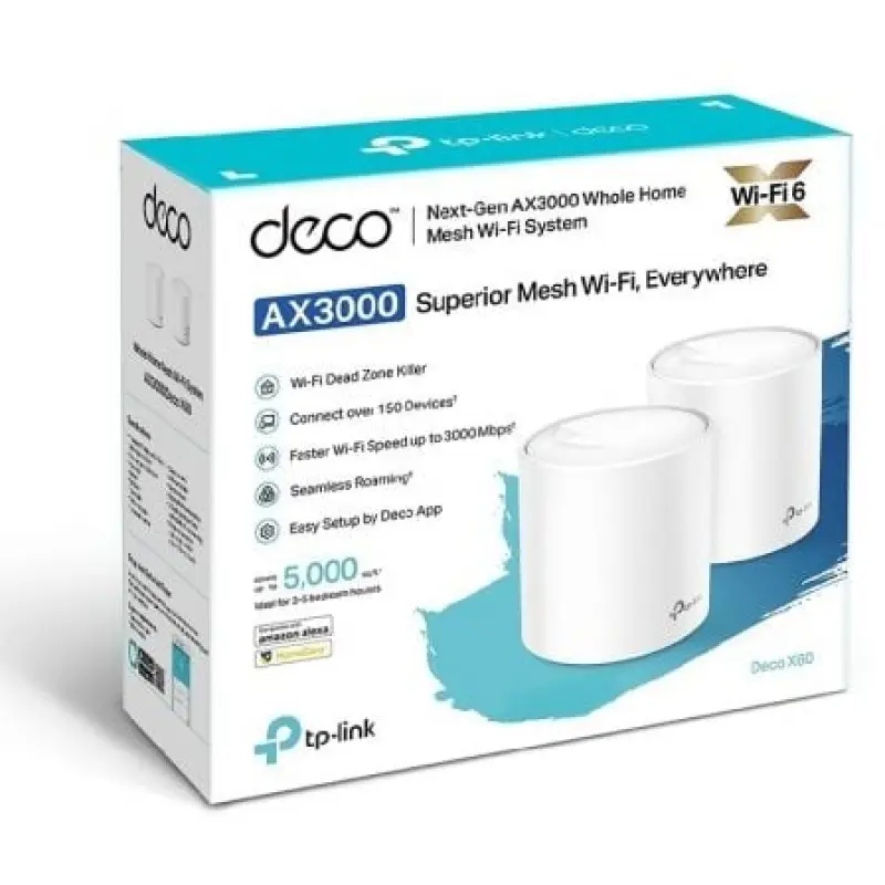 Sistema Mesh TP-Link Deco X60 3000Mbps/ 2.4GHz 5GHz/ Pack de 2 Sistema Mesh TP-Link Deco X60 3000Mbps/ 2.4GHz 5GHz/ Pack de 2