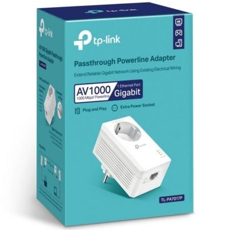 Adaptador Powerline TP-Link TL-PA7017P 1000Mbps/ Alcance 300m Adaptador Powerline TP-Link TL-PA7017P 1000Mbps/ Alcance 300m