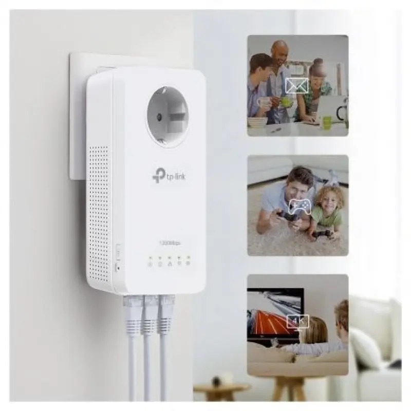 Adaptador Powerline TP-Link AV1300 1300Mbps/ Alcance 300m/ Pack de 2 Adaptador Powerline TP-Link AV1300 1300Mbps/ Alcance 300m/ Pack de 2