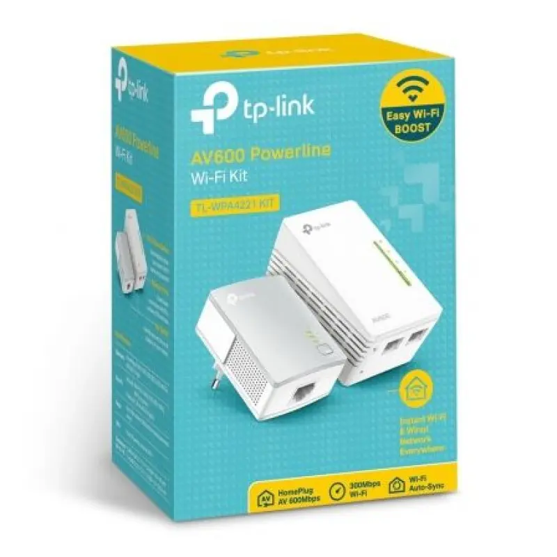 Adaptador Powerline TP-Link WPA4221KIT 600Mbps/ Alcance 300m/ Pack de 2 Adaptador Powerline TP-Link WPA4221KIT 600Mbps/ Alcance 300m/ Pack de 2