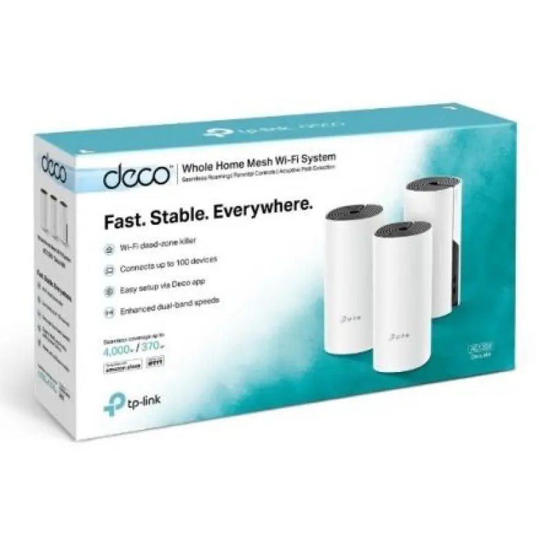 Sistema Mesh TP-Link Deco E4 1200Mbps/ 2.4GHz 5GHz/ Pack de 3 Sistema Mesh TP-Link Deco E4 1200Mbps/ 2.4GHz 5GHz/ Pack de 3