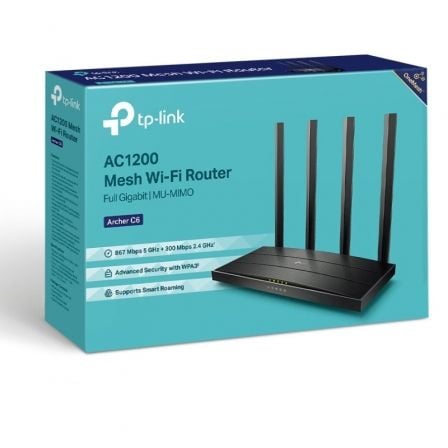 Router Inalámbrico TP-Link Archer C6 1200Mbps/ 2.4GHz 5GHz/ 5 Antenas/ WiFi 802.11ac/n/a - b/g/n Router Inalámbrico TP-Link Archer C6 1200Mbps/ 2.4GHz 5GHz/ 5 Antenas/ WiFi 802.11ac/n/a - b/g/n