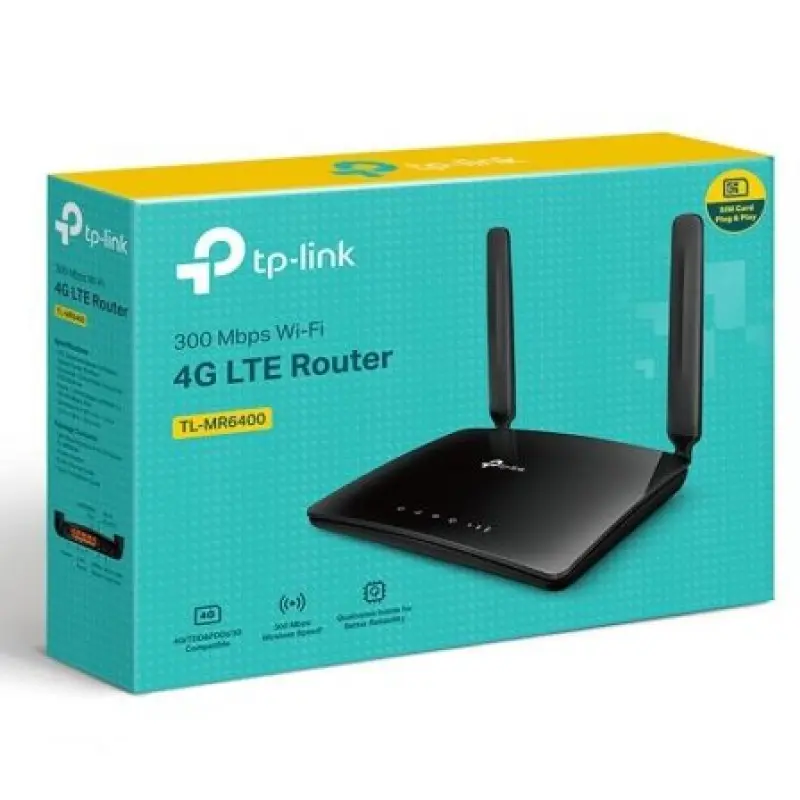 Router Inalámbrico 4G TP-Link TL-MR6400 300Mbps/ 2.4GHz/ 2 Antenas/ WiFi 802.11b/g/n Router Inalámbrico 4G TP-Link TL-MR6400 300Mbps/ 2.4GHz/ 2 Antenas/ WiFi 802.11b/g/n