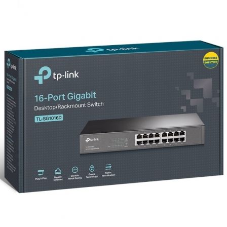 Switch TP-Link TL-SG1016D 16 Puertos/ RJ-45 10/100/1000 Switch TP-Link TL-SG1016D 16 Puertos/ RJ-45 10/100/1000