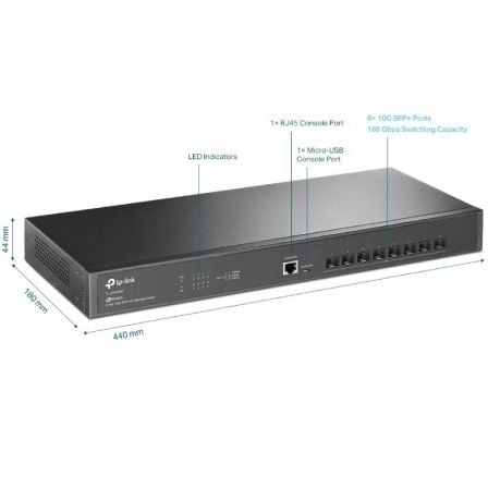 Switch Gestionable TP-Link Omada JetStream TL-SX3008F/ 8 Puertos/ SFP+ 10GE Switch Gestionable TP-Link Omada JetStream TL-SX3008F/ 8 Puertos/ SFP+ 10GE