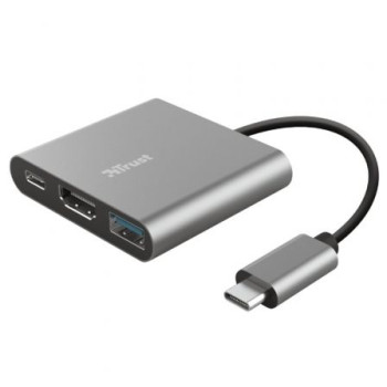 Conversor Trust Dalyx 3 IN 1/ USB Tipo-C Macho - HDMI Hembra/ USB/ USB Tipo-C PD/ 10cm/ Gris Conversor Trust Dalyx 3 IN 1/ USB Tipo-C Macho - HDMI Hembra/ USB/ USB Tipo-C PD/ 10cm/ Gris