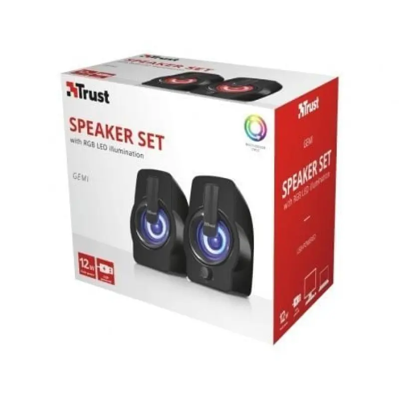 Altavoces Trust Gemi RGB/ 12W/ 2.0 Altavoces Trust Gemi RGB/ 12W/ 2.0