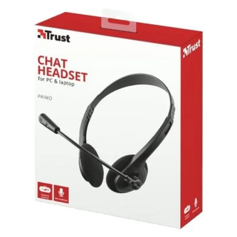 Auriculares Trust Primo Chat/ con Micrófono/ Jack 3.5/ Negros Auriculares Trust Primo Chat/ con Micrófono/ Jack 3.5/ Negros