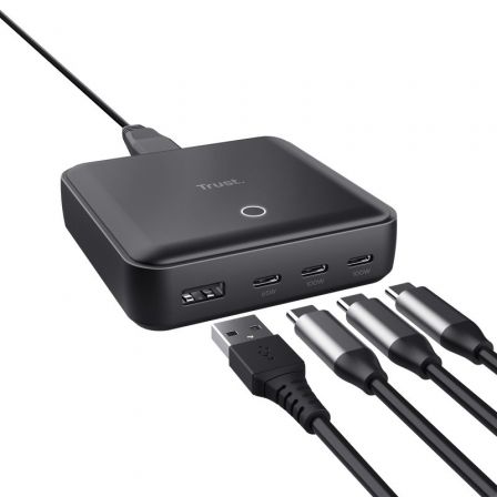 Cargador de Sobremesa Trust Maxo/ 3xUSB Tipo-C/ 1xUSB/ 100W Cargador de Sobremesa Trust Maxo/ 3xUSB Tipo-C/ 1xUSB/ 100W