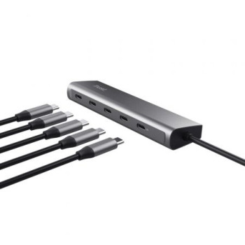 Hub USB Tipo-C Trust Halyx/ 4xUSB Tipo-C/ 1xUSB Tipo-C PD Hub USB Tipo-C Trust Halyx/ 4xUSB Tipo-C/ 1xUSB Tipo-C PD
