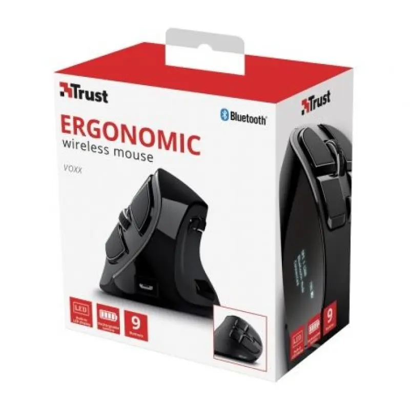 Ratón Ergonómico Inalámbrico por Bluetooth Trust Voxx/ Hasta 2400 DPI Ratón Ergonómico Inalámbrico por Bluetooth Trust Voxx/ Hasta 2400 DPI