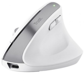 Ratón Ergonómico Inalámbrico por Bluetooth Trust Bayo+/ Batería Recargable/ Hasta 2400 DPI/ Blanco Ratón Ergonómico Inalámbrico por Bluetooth Trust Bayo+/ Batería Recargable/ Hasta 2400 DPI/ Blanco