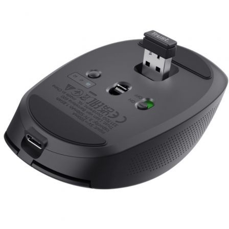 Ratón Inalámbrico por Bluetooth Trust Ozaa Compact Wireless/ Batería recargable/ Hasta 3200 DPI/ Negro Ratón Inalámbrico por Bluetooth Trust Ozaa Compact Wireless/ Batería recargable/ Hasta 3200 DPI/ Negro