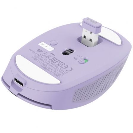 Ratón Inalámbrico por Bluetooth Trust Ozaa Compact Wireless/ Batería recargable/ Hasta 3200 DPI/ Morado Ratón Inalámbrico por Bluetooth Trust Ozaa Compact Wireless/ Batería recargable/ Hasta 3200 DPI/ Morado