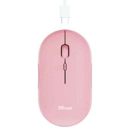 Ratón Inalámbrico por Bluetooth Trust Puck/ Batería recargable/ Hasta 1600 DPI/ Rosa Ratón Inalámbrico por Bluetooth Trust Puck/ Batería recargable/ Hasta 1600 DPI/ Rosa