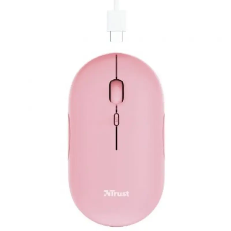 Ratón Inalámbrico por Bluetooth Trust Puck/ Batería recargable/ Hasta 1600 DPI/ Rosa Ratón Inalámbrico por Bluetooth Trust Puck/ Batería recargable/ Hasta 1600 DPI/ Rosa