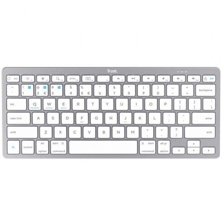 Teclado Compacto Inalámbrico por Bluetooth Trust 24654/ Plata Teclado Compacto Inalámbrico por Bluetooth Trust 24654/ Plata