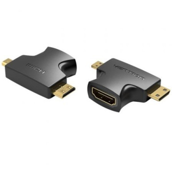 Adaptador HDMI 2 en 1 Vention AGFB0/ HDMI Hembra - Micro HDMI Macho - Mini HDMI Macho Adaptador HDMI 2 en 1 Vention AGFB0/ HDMI Hembra - Micro HDMI Macho - Mini HDMI Macho