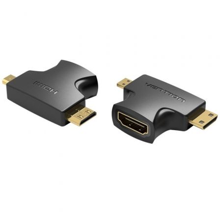 Adaptador HDMI 2 en 1 Vention AGFB0/ HDMI Hembra - Micro HDMI Macho - Mini HDMI Macho Adaptador HDMI 2 en 1 Vention AGFB0/ HDMI Hembra - Micro HDMI Macho - Mini HDMI Macho