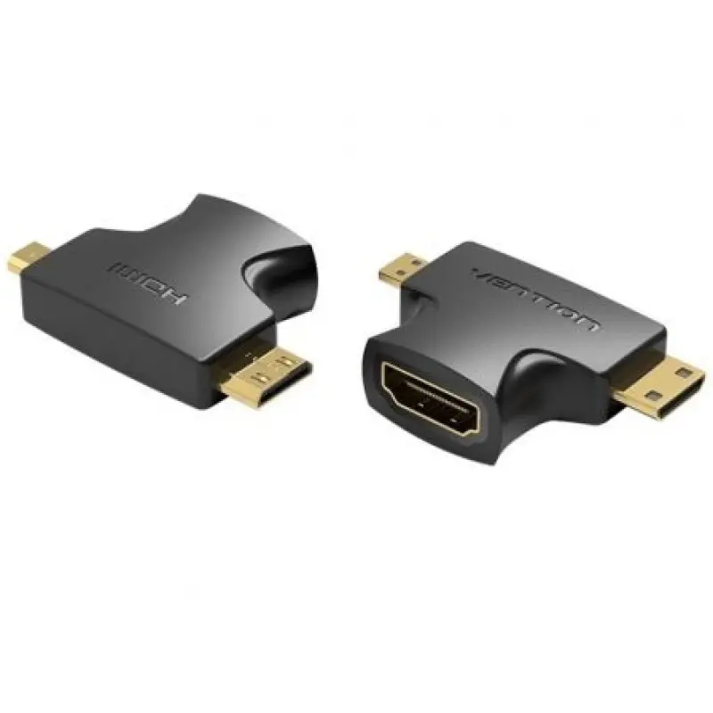 Adaptador HDMI 2 en 1 Vention AGFB0/ HDMI Hembra - Micro HDMI Macho - Mini HDMI Macho Adaptador HDMI 2 en 1 Vention AGFB0/ HDMI Hembra - Micro HDMI Macho - Mini HDMI Macho