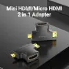 Adaptador HDMI 2 en 1 Vention AGFB0/ HDMI Hembra - Micro HDMI Macho - Mini HDMI Macho Adaptador HDMI 2 en 1 Vention AGFB0/ HDMI Hembra - Micro HDMI Macho - Mini HDMI Macho