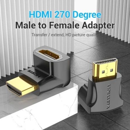 Adaptador HDMI 4K 270º Vention AINB0/ HDMI Macho - HDMI Hembra/ Pack 2 Uds Adaptador HDMI 4K 270º Vention AINB0/ HDMI Macho - HDMI Hembra/ Pack 2 Uds
