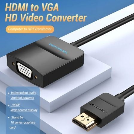 Conversor Vention 42154/ HDMI Macho - VGA Hembra/ 15cm/ Negro Conversor Vention 42154/ HDMI Macho - VGA Hembra/ 15cm/ Negro