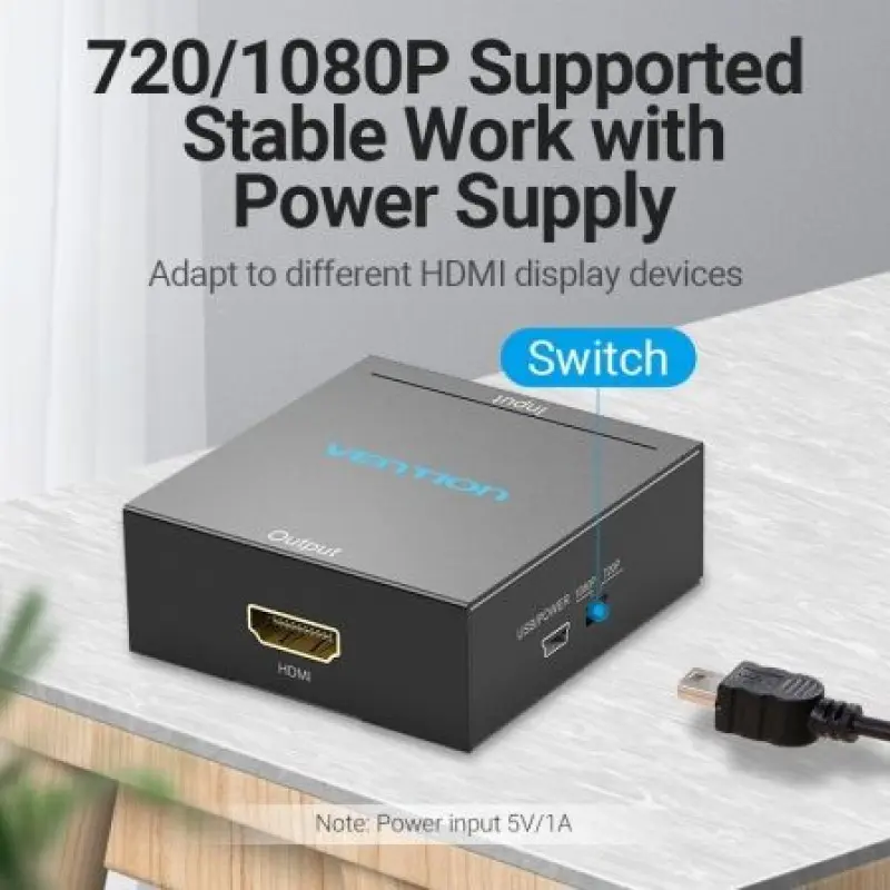 Convertidor RCA a HDMI Vention AEFB0/ RCA Hembra - HDMI Hembra - MiniUSB Hembra Convertidor RCA a HDMI Vention AEFB0/ RCA Hembra - HDMI Hembra - MiniUSB Hembra