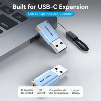 Adaptador USB 3.1 Vention CUAH0/ USB Tipo-C Hembra - USB Macho/ Azul Adaptador USB 3.1 Vention CUAH0/ USB Tipo-C Hembra - USB Macho/ Azul